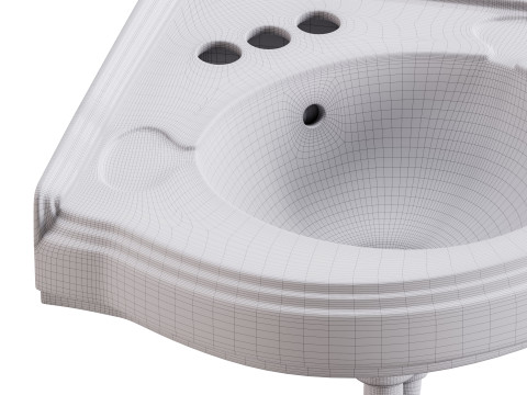 Bathroom Corner Sink White Model 3D