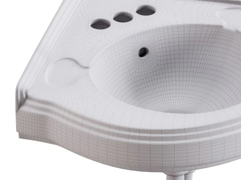 Bathroom Corner Sink White 3D Model