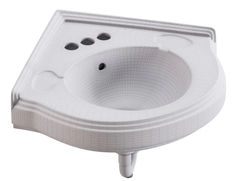 Bathroom Corner Sink White 3D Model