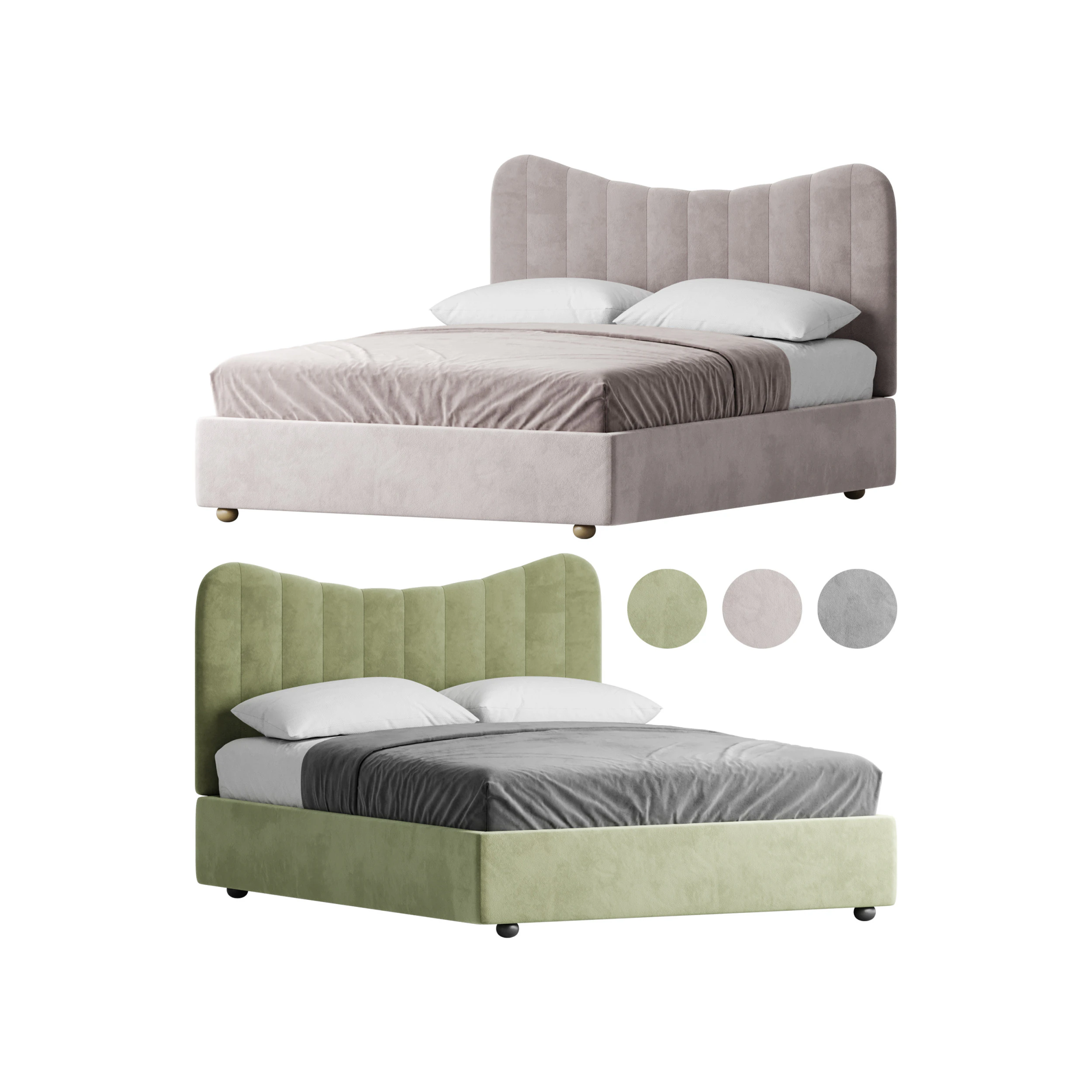 Bed LINE BEIGE by Romatti 3D Model .c4d .max .obj .3ds .fbx .stl .blend
