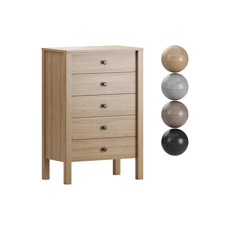 Calistoga 5 Drawer Tallboy Dresser 3D Model .c4d .max .obj .3ds .fbx .stl .blend