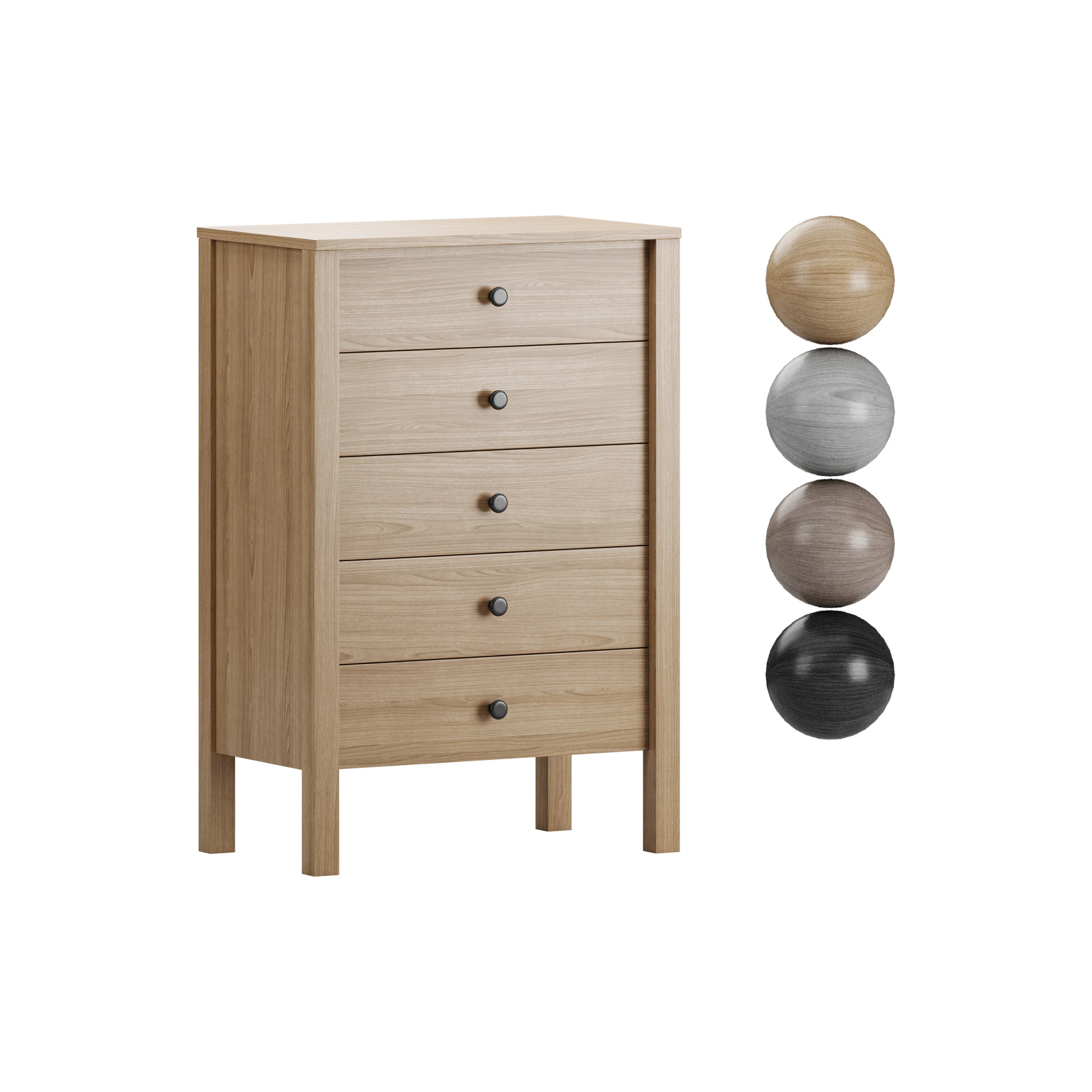 Calistoga 5 Drawer Tallboy Dresser 3D Model .c4d .max .obj .3ds .fbx .stl .blend 
