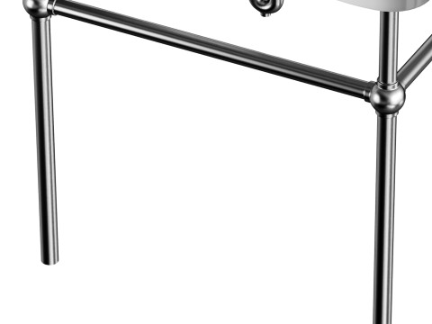 Console Sink Porcelain Belle Epoque with Black Nickel Support Legs 3D Модель