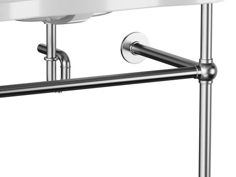 Console Sink Porcelain Belle Epoque with Black Nickel Support Legs 3D Model