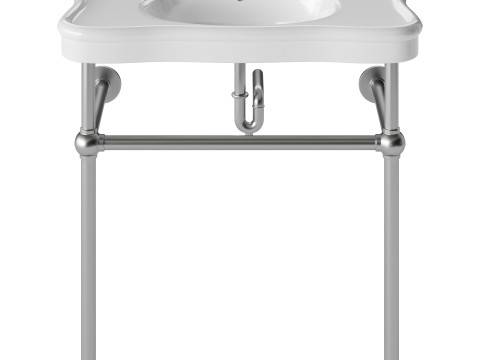 Console Sink Porcelain Belle Epoque with Black Nickel Support Legs 3D Модель