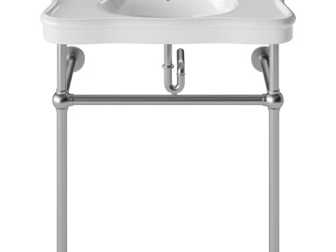 Console Sink Porcelain Belle Epoque with Black Nickel Support Legs 3D Model