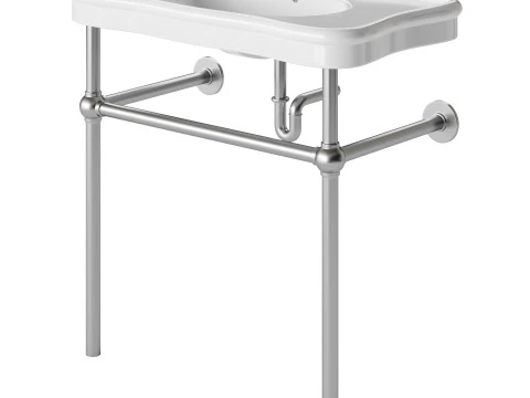 Console Sink Porcelain Belle Epoque with Black Nickel Support Legs 3D Model