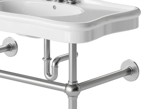 Console Sink Porcelain Belle Epoque with Black Nickel Support Legs 3D Model