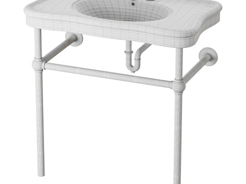 Console Sink Porcelain Belle Epoque with Black Nickel Support Legs 3D Модель