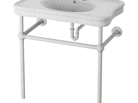 Console Sink Porcelain Belle Epoque with Black Nickel Support Legs 3D Model
