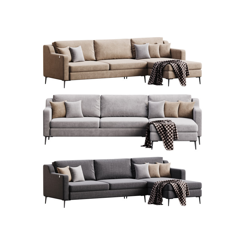 Corner sofa Halle L by Delavega 3D Model .c4d .max .obj .3ds .fbx .stl .blend
