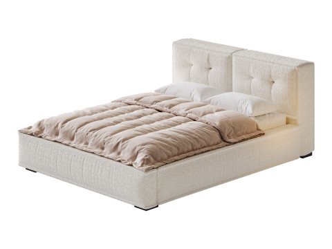 Dacre White Boucle Minimalist Simple Bed Frame Modèle 3D