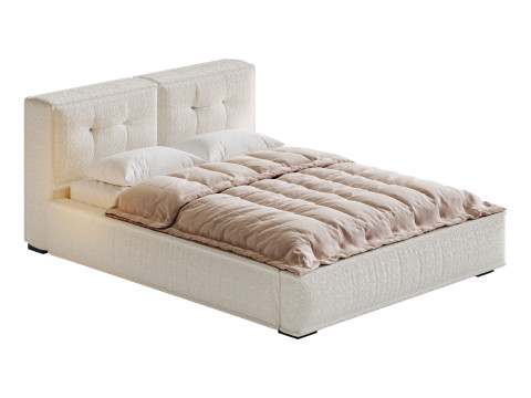 Dacre White Boucle Minimalist Simple Bed Frame Modèle 3D