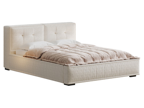 Dacre White Boucle Minimalist Simple Bed Frame Modèle 3D