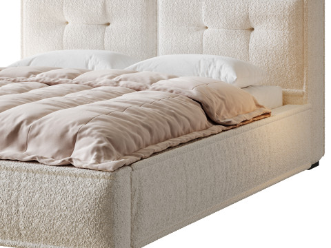 Dacre White Boucle Minimalist Simple Bed Frame Modèle 3D