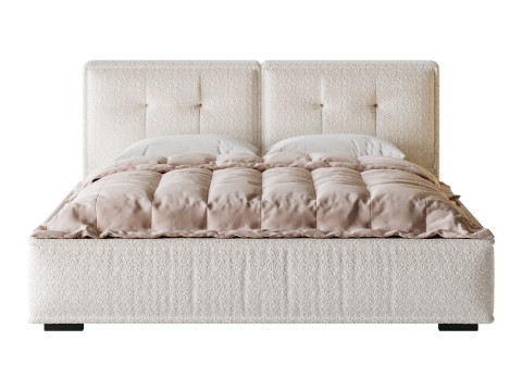 Dacre White Boucle Minimalist Simple Bed Frame Modèle 3D