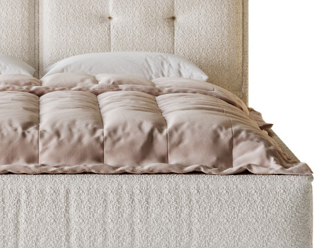 Dacre White Boucle Minimalist Simple Bed Frame Modèle 3D