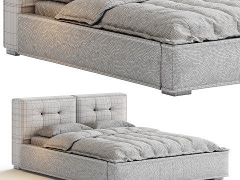 Dacre White Boucle Minimalist Simple Bed Frame Modèle 3D