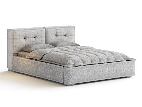 Dacre White Boucle Minimalist Simple Bed Frame Modèle 3D