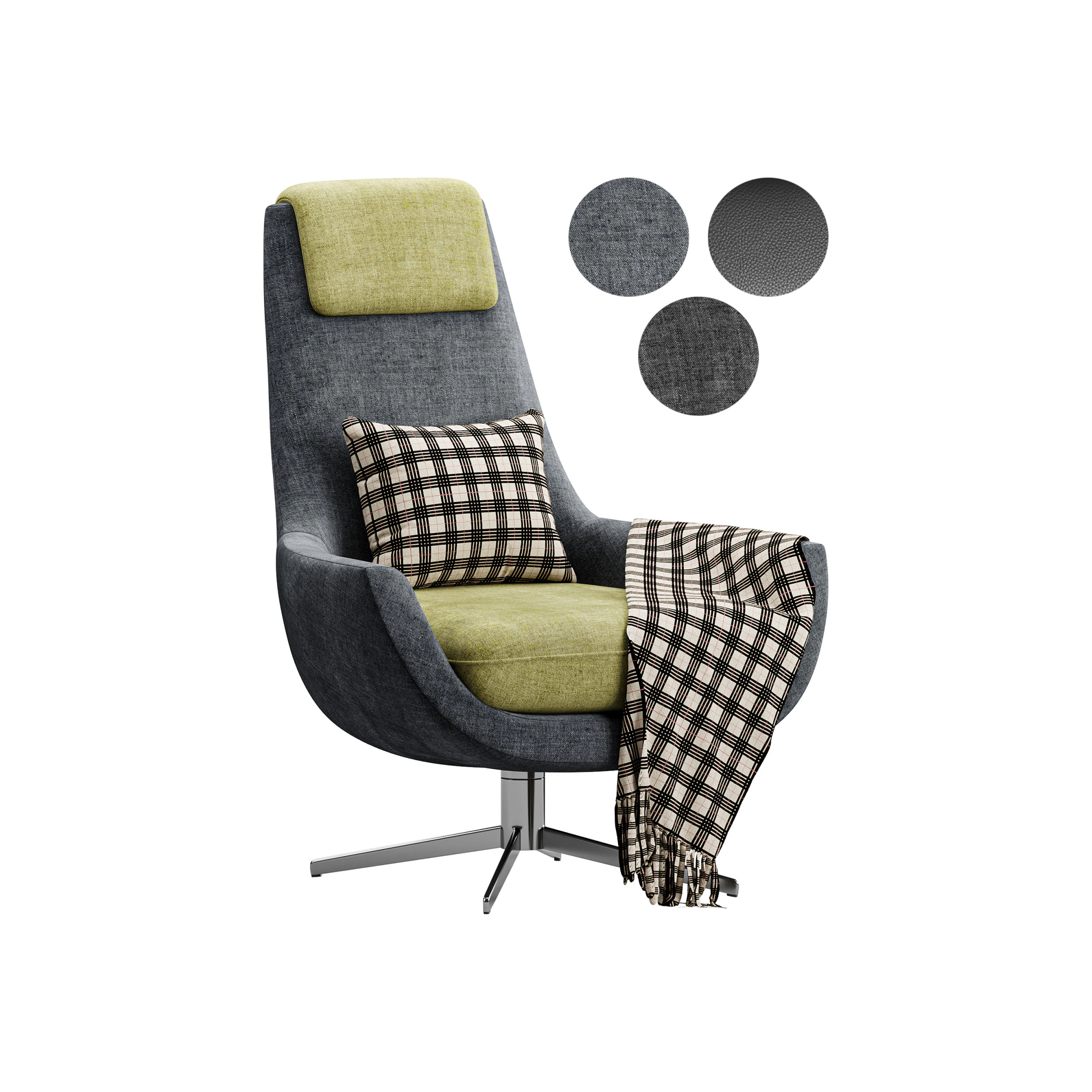 BRUNE lounge arimchair 3D Model .c4d .max .obj .3ds .fbx .stl .blend