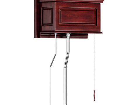 Dark Oak High Tank Pull Chain Toilet Wooden Tank Round Bowl 3D Модель
