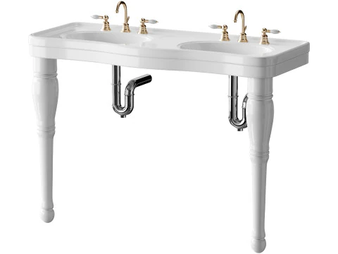 Double Basin Console Bathroom Sink 3D Model