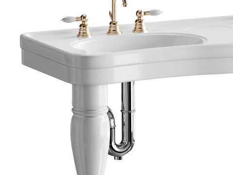 Double Basin Console Bathroom Sink Modello 3D