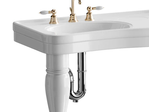 Double Basin Console Bathroom Sink 3D Model
