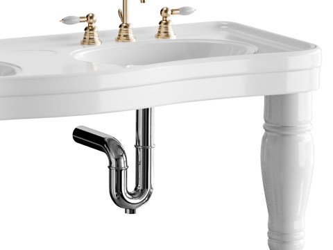 Double Basin Console Bathroom Sink Modello 3D