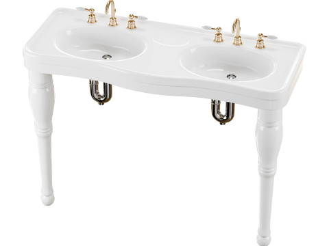 Double Basin Console Bathroom Sink Modello 3D