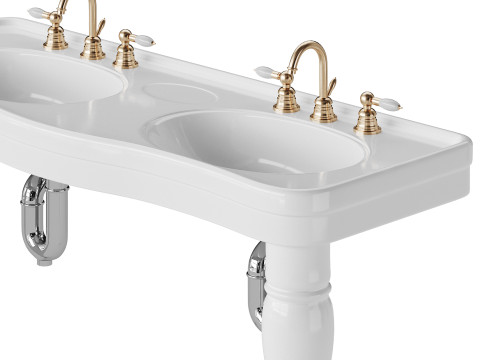 Double Basin Console Bathroom Sink Modello 3D