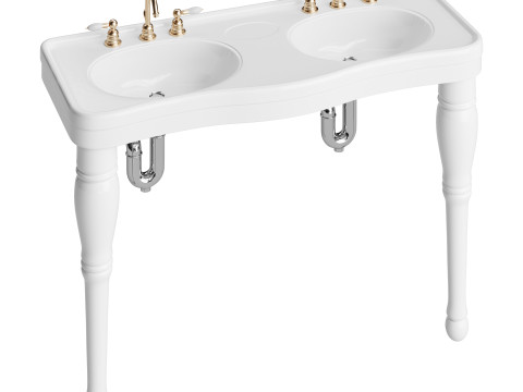 Double Basin Console Bathroom Sink Modello 3D