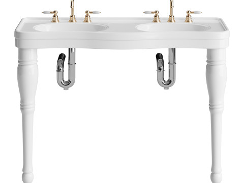 Double Basin Console Bathroom Sink Modello 3D