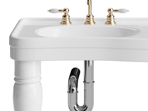 Double Basin Console Bathroom Sink Modello 3D