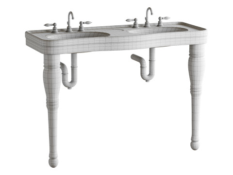Double Basin Console Bathroom Sink Modello 3D