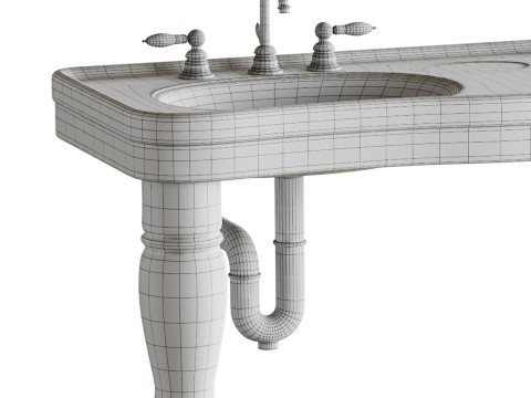 Double Basin Console Bathroom Sink Modello 3D