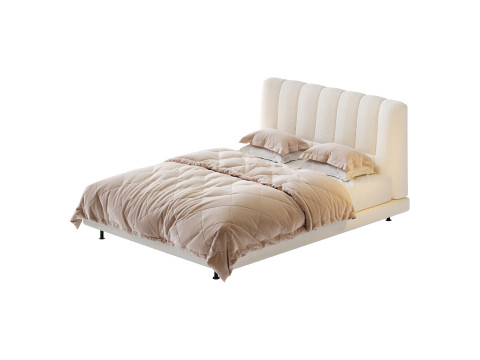 Dylan White Boucle Minimalist Bed Frame 3D Model