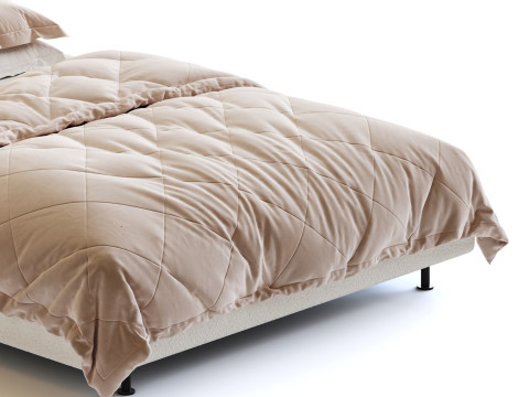 Dylan White Boucle Minimalist Bed Frame Modelo 3D