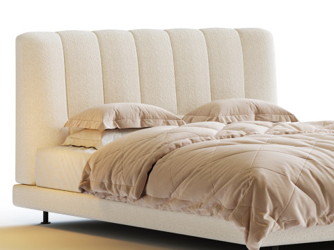 Dylan White Boucle Minimalist Bed Frame Modelo 3D