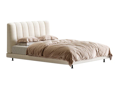 Dylan White Boucle Minimalist Bed Frame 3D Model
