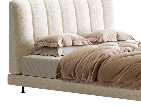 Dylan White Boucle Minimalist Bed Frame Modelo 3D