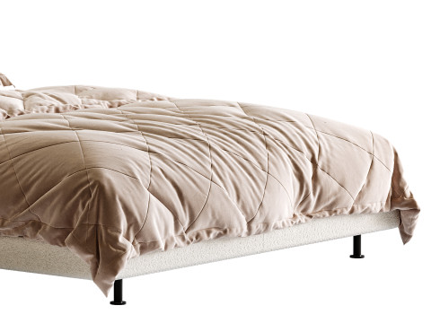 Dylan White Boucle Minimalist Bed Frame Modelo 3D