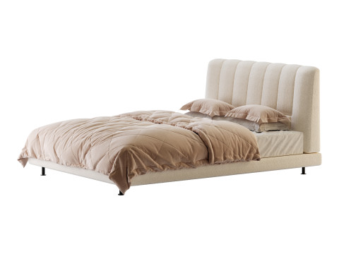 Dylan White Boucle Minimalist Bed Frame Modelo 3D