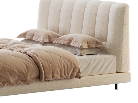 Dylan White Boucle Minimalist Bed Frame Modelo 3D