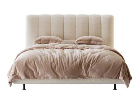 Dylan White Boucle Minimalist Bed Frame 3D Model