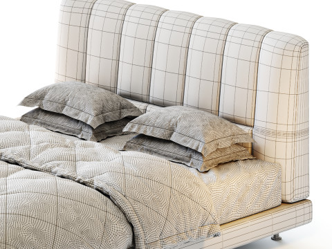 Dylan White Boucle Minimalist Bed Frame Modelo 3D