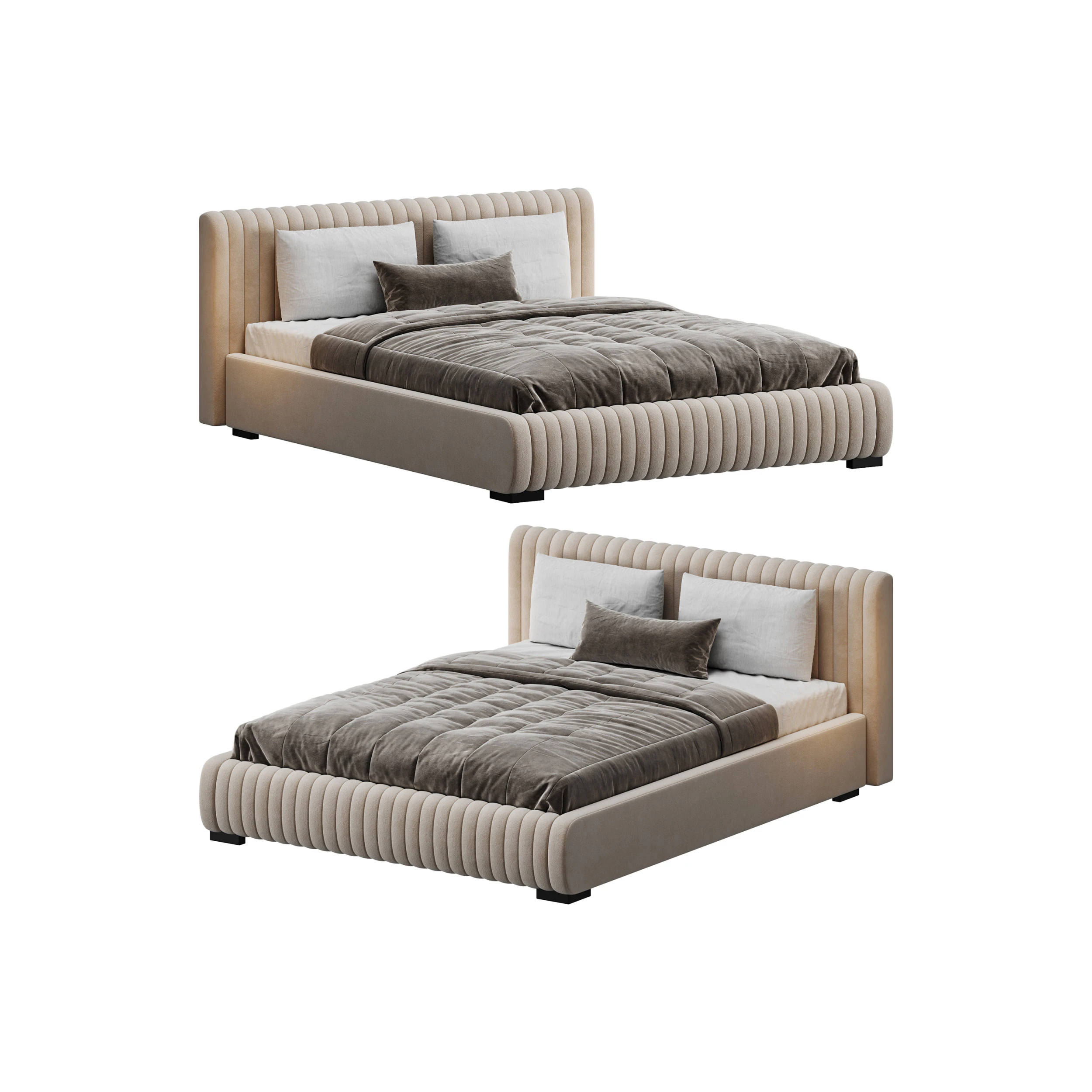 Fabric Stripe Pattern Bed 3D Model .c4d .max .obj .3ds .fbx .stl .blend 