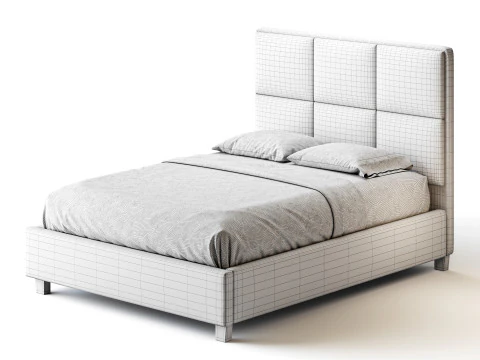 Flair 3-Piece Full Bed - Grey 3D Model