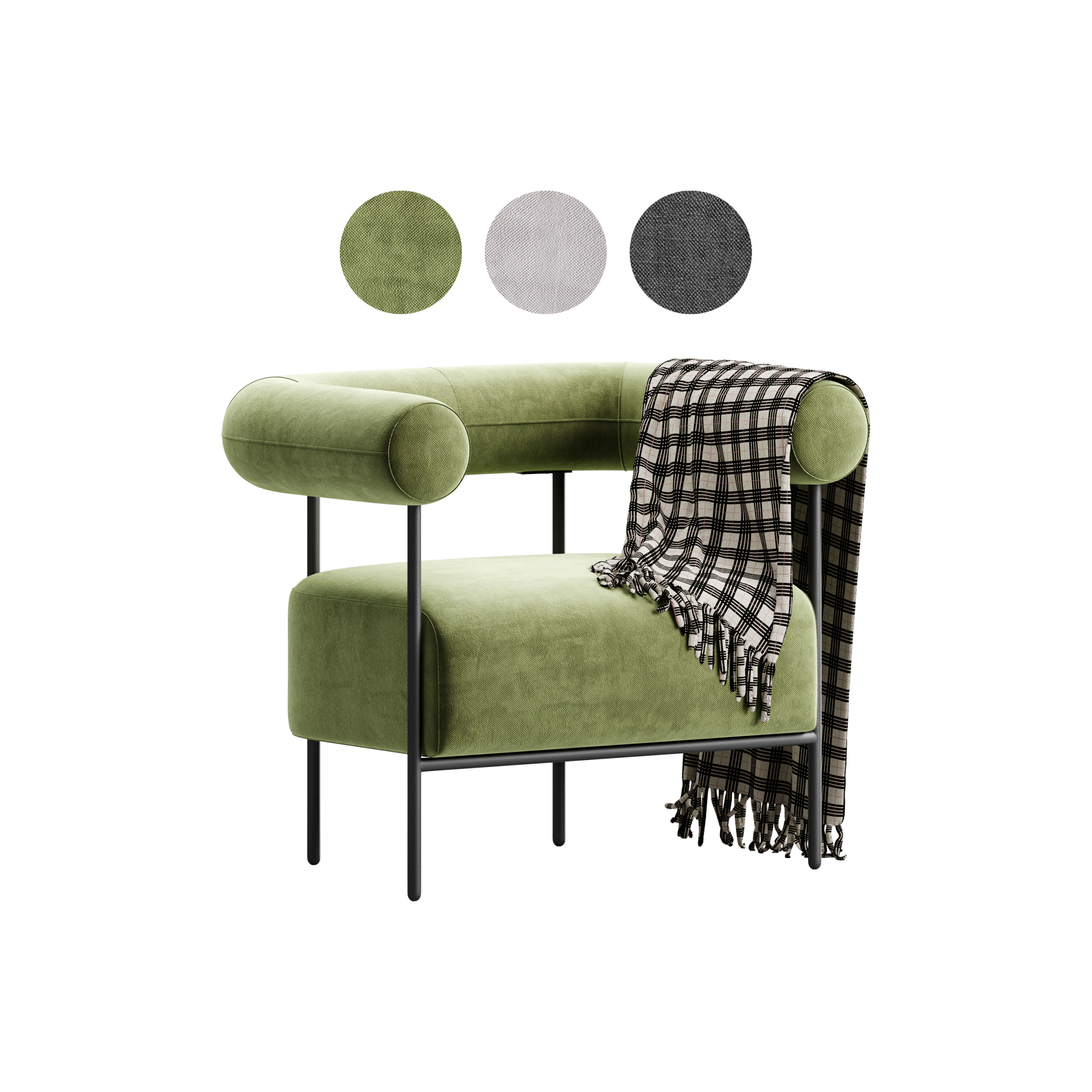 Fulbourn Rust Ochre Velvet Armchair 3D Model .c4d .max .obj .3ds .fbx .stl .blend 