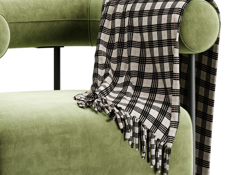 Fulbourn Rust Ochre Velvet Armchair 3D Model